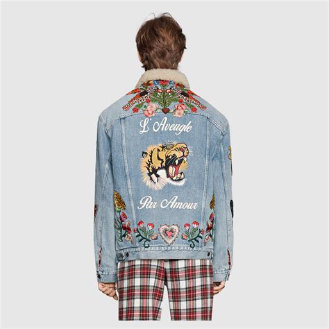 gucci sherpa denim jacket mens|Gucci Denim Jackets for Men .